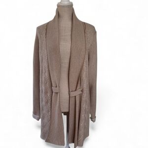 Croft & Barrow striped open-front cardigan with a shawl collar.